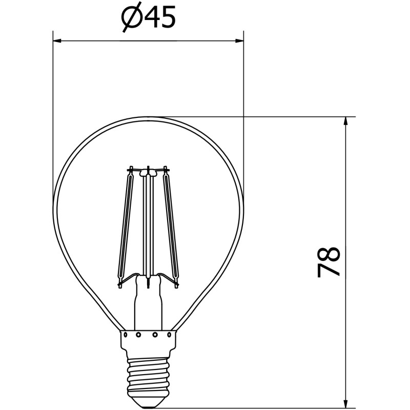 Mexen Vintis LED-filamentlampa E14, G45, 4W, Varm - 2700K, 470 lm, klar - L156-E14-0427-00