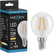 Mexen Vintis LED filament žarulja E14, G45, 6W, topla - 2700K, 720 lm, prozirna - L156-E14-0627-00