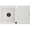 Mexen Bruno évier en granit 1 bac avec égouttoir 795 x 495 mm, blanc, siphon noir - 6513791010-20-B