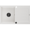 Mexen Bruno granieten spoelbak 1-komers met afdruiprek 795 x 495 mm, wit, zwarte sifon - 6513791010-20-B