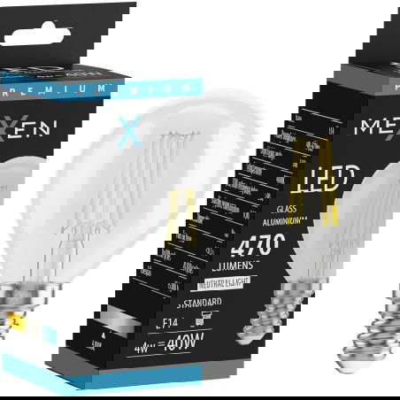 Mexen Vintis LED-Filamentlampe E14, G45, 4W, Neutral - 4000K, 470 lm, klar - L156-E14-0427-00 - L156-E14-0440-00