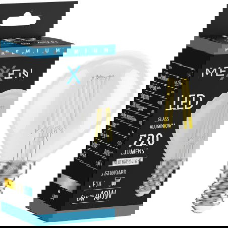 Mexen Vintis LED-Filamentlampe E14, G45, 6W, Neutral - 4000K, 720 lm, klar - L156-E14-0640-00