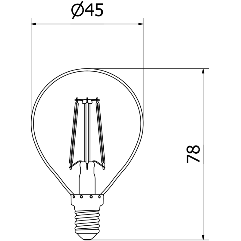 Mexen Vintis LED-Filament-Glühbirne E14, G45, 4W, Kalt - 6500K, 470 lm, klar - L156-E14-0465-00