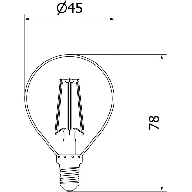 Mexen Vintis żarówka filament LED E14, G45, 4W, Zimna - 6500K, 470 lm, clear - L156-E14-0465-00