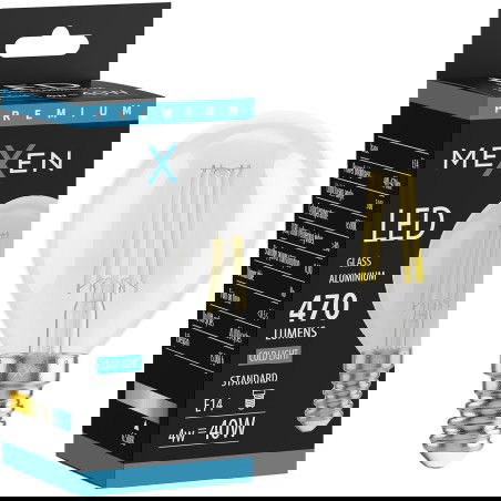 Mexen Vintis LED filamenta spuldze E14, G45, 4W, Auksts - 6500K, 470 lm, caurspīdīgs - L156-E14-0465-00