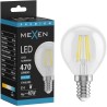 Mexen Vintis Bombilla LED de filamento E14, G45, 4W, Fría - 6500K, 470 lm, transparente - L156-E14-0465-00