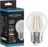 Mexen Vintis Bombilla filamentaria LED E27, G45, 2W, Cálida - 2700K, 240 lm, transparente - L156-E27-0227-00