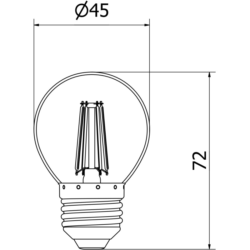 Mexen Vintis LED-filamentlampa E27, G45, 4W, Varm - 2700K, 470 lm, klar - L156-E27-0427-00