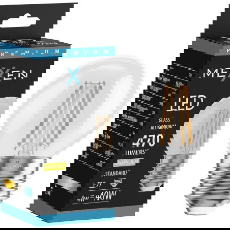 Mexen Vintis Λαμπτήρας LED Filament E27, G45, 4W, Θερμό - 2700K, 470 lm, διαφανές - L156-E27-0427-00