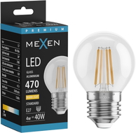 Mexen Vintis LED-filamentlamp E27, G45, 4W, Soe - 2700K, 470 lm, läbipaistev - L156-E27-0427-00