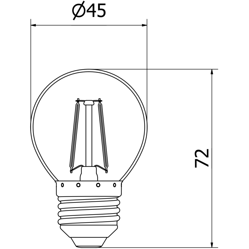 Mexen Vintis Ampoule filament LED E27, G45, 2W, Neutre - 4000K, 240 lm, clair - L156-E14-0227-00 - L156-E27-0240-00