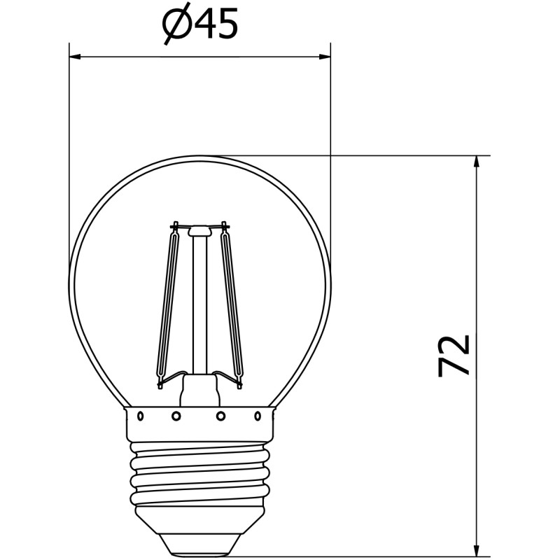 Mexen Vintis LED-filamentlampa E27, G45, 2W, Neutral - 4000K, 240 lm, klar - L156-E27-0227-00 - L156-E27-0240-00