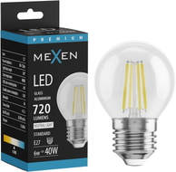 Mexen Vintis LED-filamentlamp E27, G45, 6W, Neutraal - 4000K, 720 lm, läbipaistev - L156-E27-0627-00 - L156-E27-0640-00