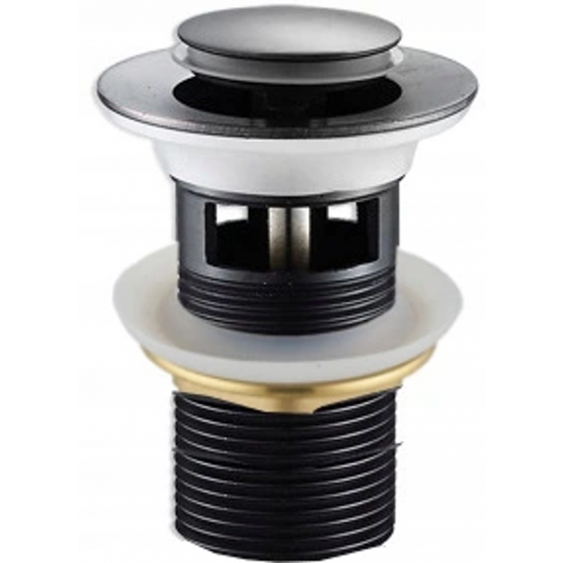 Mexen small round click-clack plug with overflow, black - 79925-70