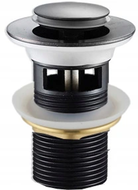 Mexen small round click-clack plug with overflow, black - 79925-70