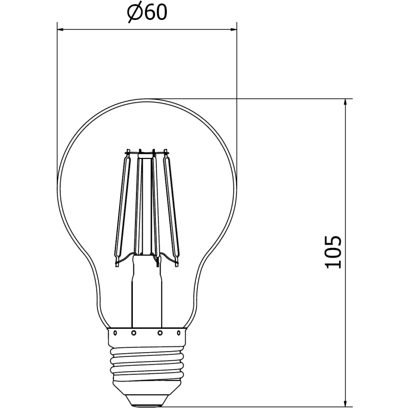 Mexen Vintis LED-gloeilamp filament E27, A60, 6W, Warm - 2200K, 450 lm, rook - L150-E27-0622-70