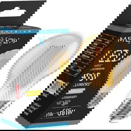 Mexen Vintis LED filamentna žarnica E27, A60, 10W, Topla - 2700K, 910 lm, jantarna - L150-E27-1027-50