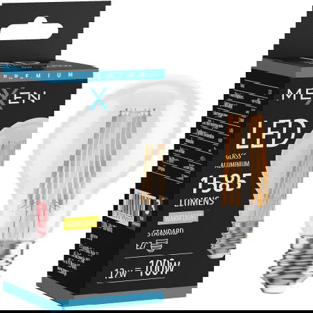 Mexen Vintis LED filament žarnica E27, A60, 12W, Topla - 2700K, 1585 lm, prozorno - L150-E27-1227-00