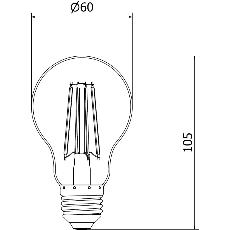 Mexen Vintis Filament LED-lampa E27, A60, 8W, Kall - 6500K, 1055 lm, klar - L150-E27-0865-00