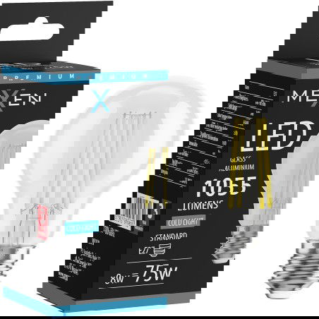 Mexen Vintis Λαμπτήρας LED filament E27, A60, 8W, Ψυχρό - 6500K, 1055 lm, διάφανο - L150-E27-0865-00