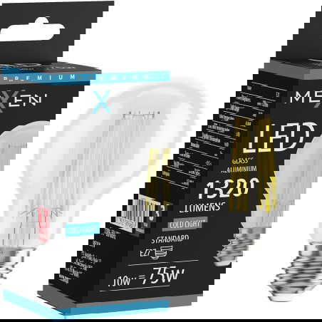 Mexen Vintis LED-Filamentlampe E27, A60, 10W, Kalt - 6500K, 1320 lm, klar - L150-E27-1065-00