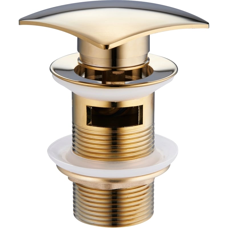Mexen click-clack square waste with overflow, gold - 79926-50