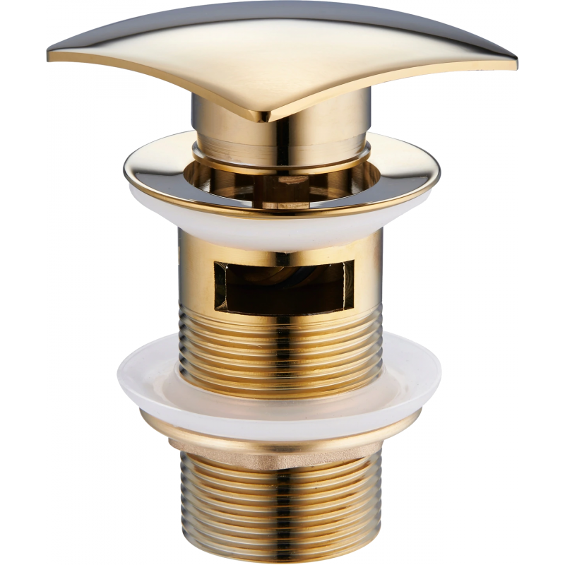 Mexen fyrkantig klick-klack plugg med bräddavlopp, guld - 79926-50