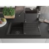 Mexen Bruno zlewozmywak granitowy 1-komorowy z ociekaczem 795 x 495 mm, czarny/złoty metalik, syfon czarny - 6513791010-75-B