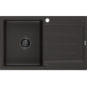Mexen Bruno lavello in granito a 1 vasca con gocciolatoio 795 x 495 mm, nero/oro metallizzato, sifone nero - 6513791010-75-B