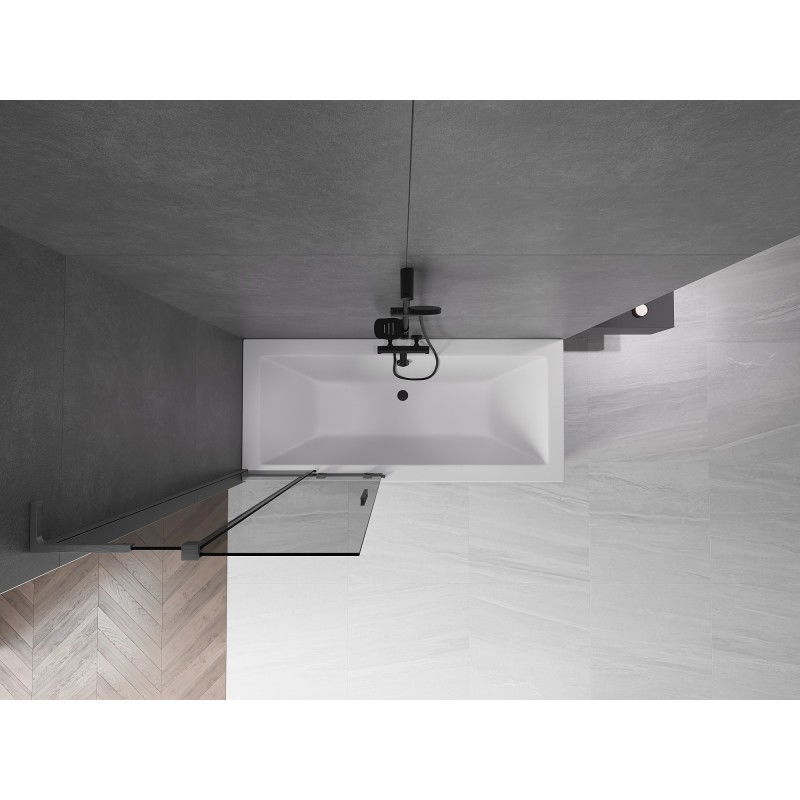 Mexen Velar L δίφυλλη συρόμενη οθόνη μπάνιου 85 x 150 cm, γραφίτης, βουρτσισμένο