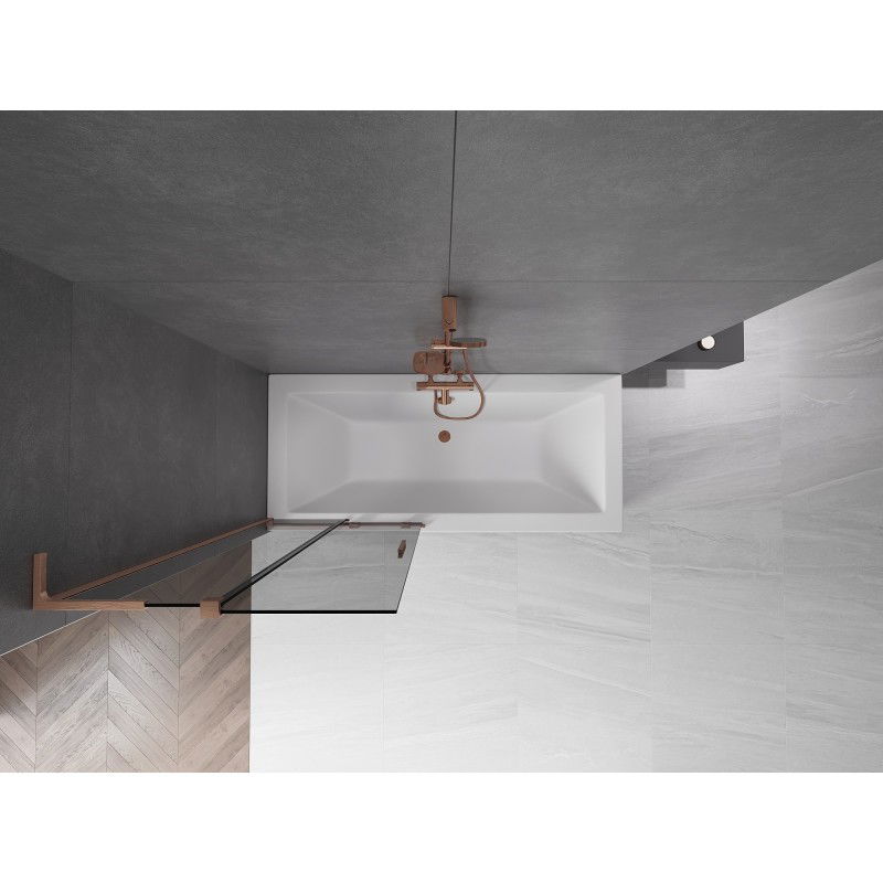 Mexen Velar L tvådelad duschskärm 85 x 150 cm, grafit, borstad koppar - 896-085-003-41-65