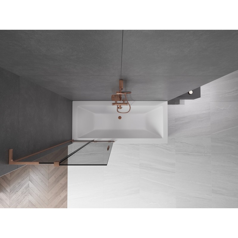 Mexen Velar L parawan nawannowy 2-skrzydłowy rozsuwany 80 x 150 cm, grafit, miedź szczotkowana - 896-080-003-41-65