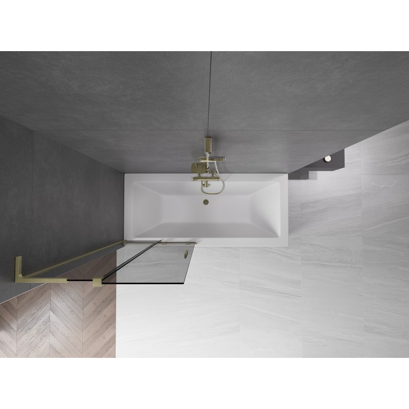 Mexen Velar L parawan nawannowy 2-skrzydłowy rozsuwany 85 x 150 cm, grafit, złoty szczotkowany - 896-085-003-41-55