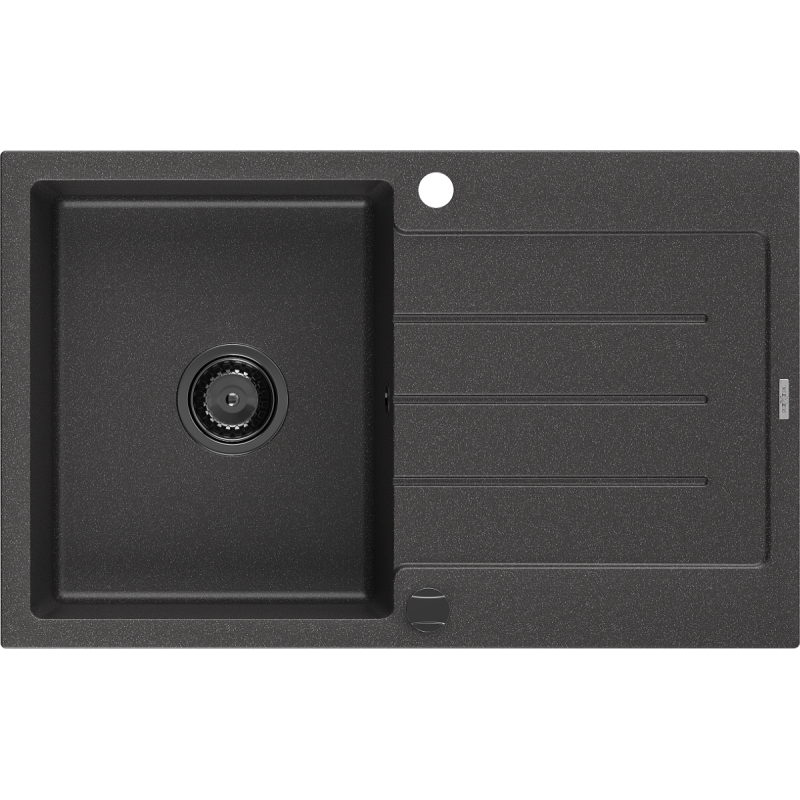 Mexen Bruno graniittinen 1-altainen pesuallas valutusalueella 795 x 495 mm, musta pilkullinen, musta sifoni - 6513791010-76-B