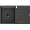 Mexen Bruno lava-loiça de granito com 1 bacia e escorredor 795 x 495 mm, preto salpicado, sifão preto - 6513791010-76-B