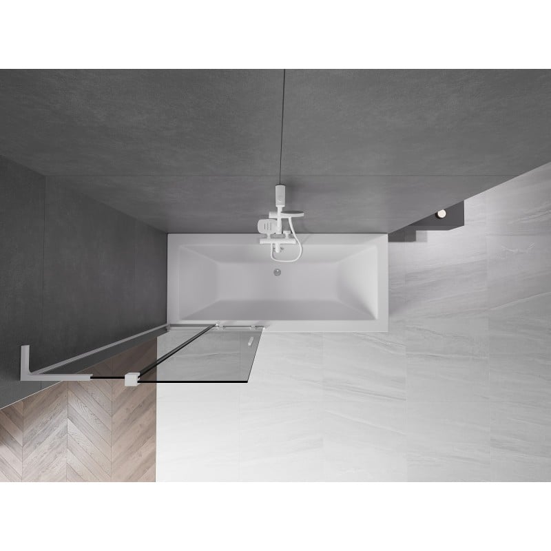 Mexen Velar L parawan nawannowy 2-skrzydłowy rozsuwany 85 x 150 cm, grafit, biały - 896-085-003-41-20