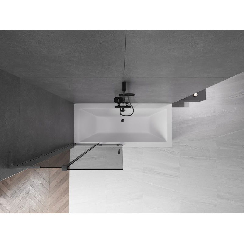 Mexen Velar L Rutschfeste Duschwand 2-flügelig ausziehbar 90 x 150 cm, Grafit, gebürstet in Gun Gray - 896-090-003-41-66