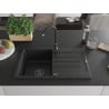 Mexen Bruno zlewozmywak granitowy 1-komorowy z ociekaczem 795 x 495 mm, czarny, syfon czarny - 6513791010-77-B