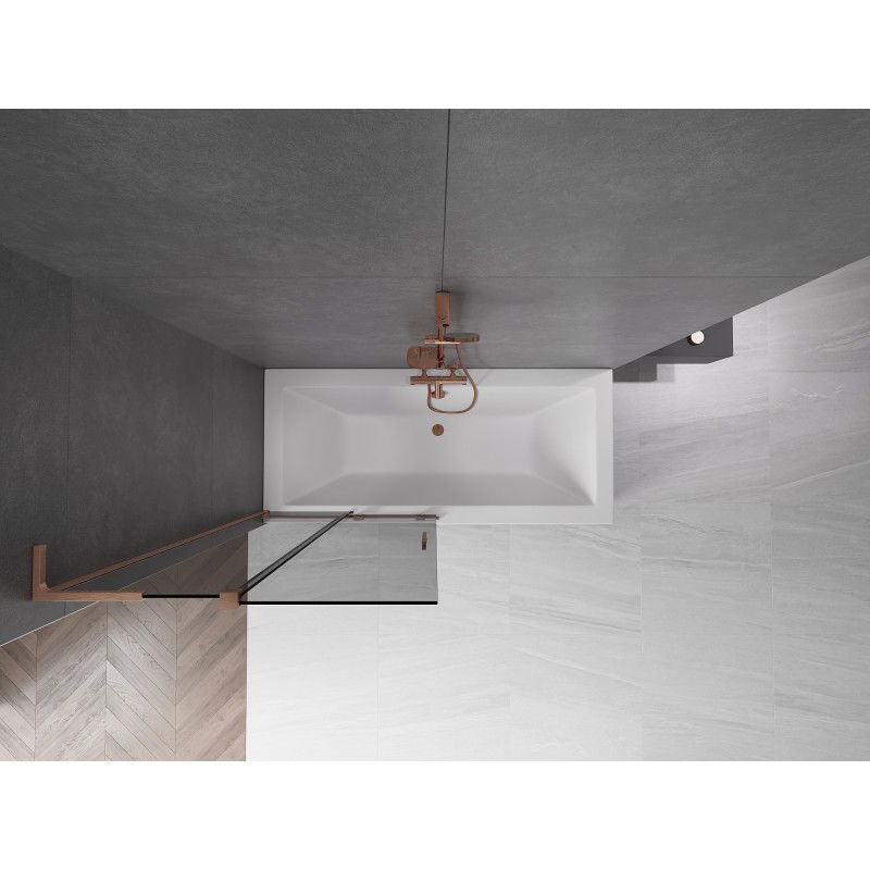 Mexen Velar L badwand scherm 2-delig schuifbaar 95 x 150 cm, grafiet, geborsteld koper - 896-095-003-41-65