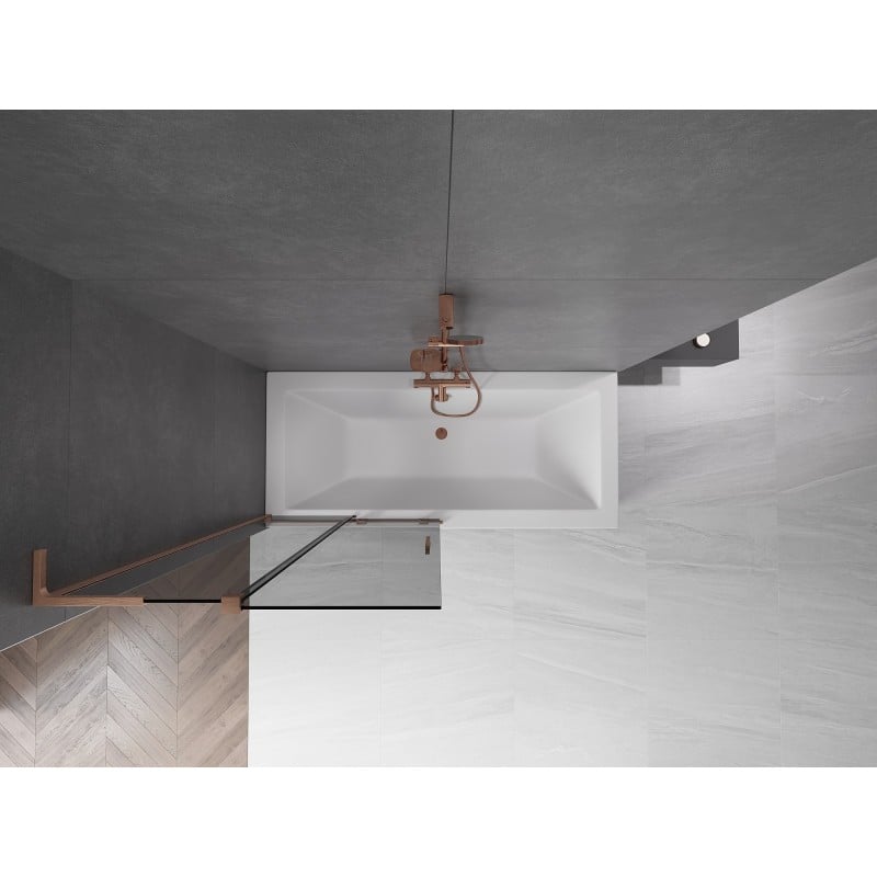 Mexen Velar L paratia da vasca da bagno scorrevole a 2 ante 95 x 150 cm, grafite, rame spazzolato - 896-095-003-41-65