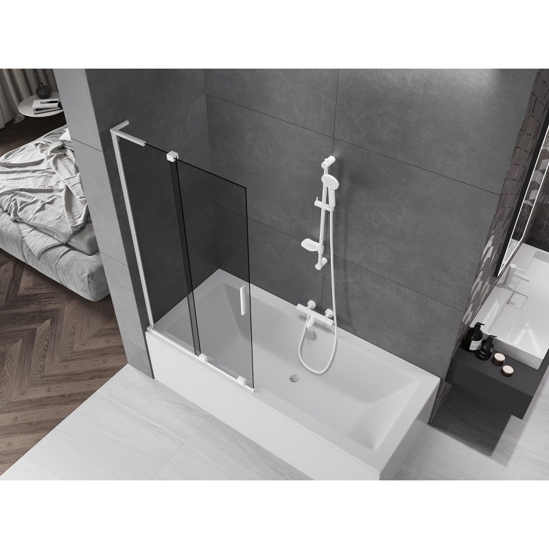 Mexen Velar L vannitoapaneel, 2-tiivaline, 90 x 150 cm, grafiit, valge - 896-090-003-41-20
