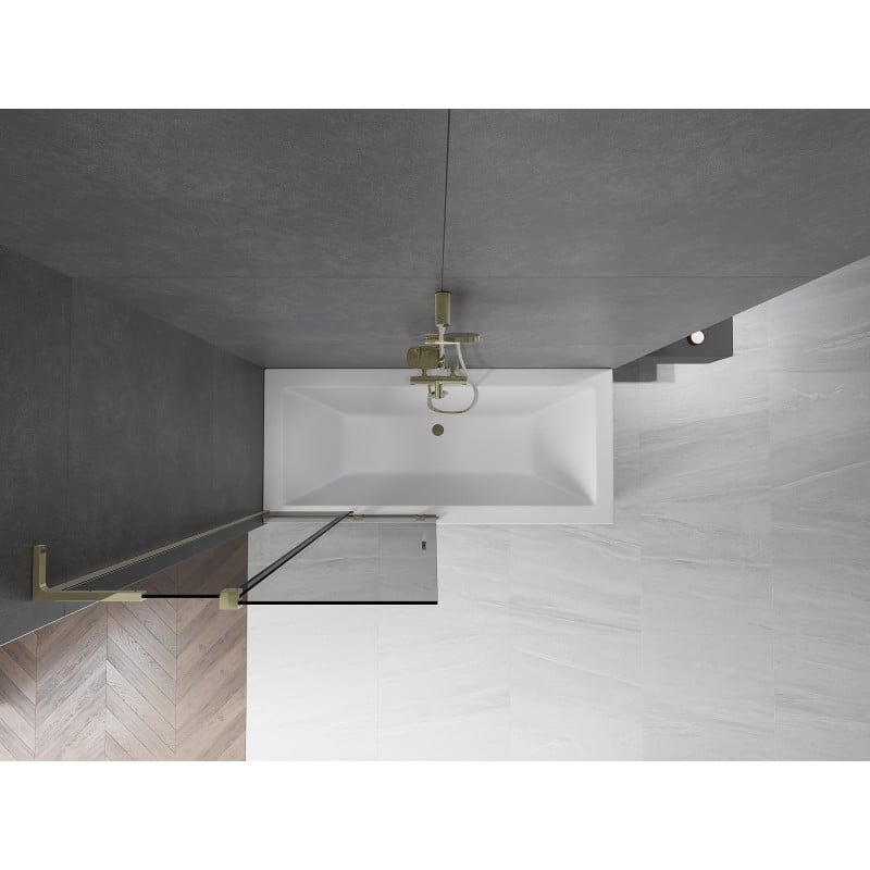 Mexen Velar L parawan nawannowy 2-skrzydłowy rozsuwany 95 x 150 cm, grafit, złoty - 896-095-003-41-50