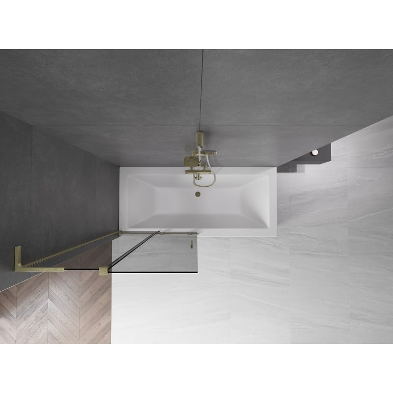 Mexen Velar L parawan nawannowy 2-skrzydłowy rozsuwany 90 x 150 cm, grafit, złoty szczotkowany - 896-090-003-41-55