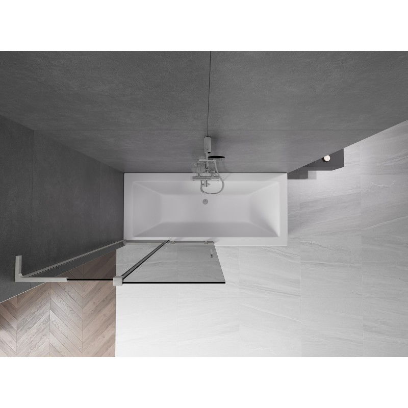 Mexen Velar L 2-wing Sliding Bath Screen 100 x 150 cm, Graphite, Brushed Nickel - 896-100-003-41-97