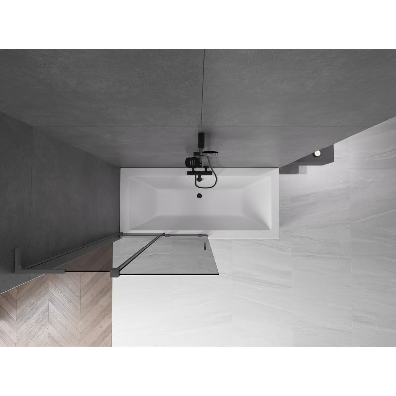 Mexen Velar L mampara de ducha de 2 paneles correderos 100 x 150 cm, grafito, metal pistola - 896-100-003-41-95