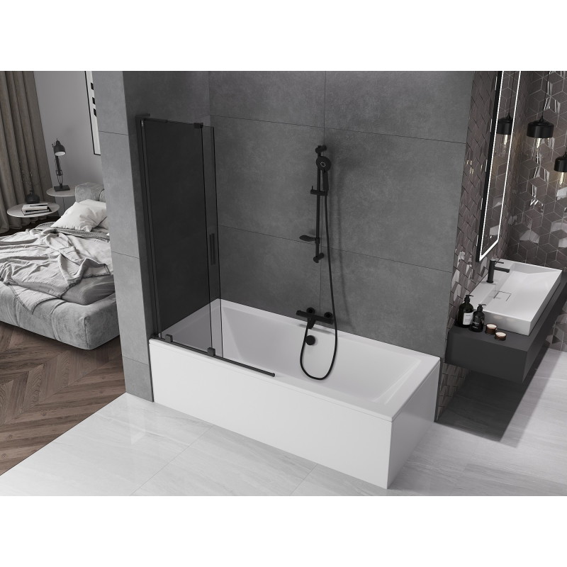 Mexen Velar L 2-osaline nihkuv vannisein 100 x 150 cm, grafiit, must - 896-100-003-41-70