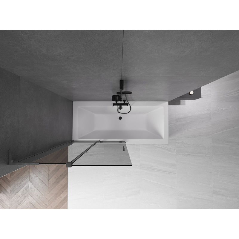 Mexen Velar L Badewannenfaltwand 2-flügelig verschiebbar 100 x 150 cm, grafit, gun gray gebürstet - 896-100-003-41-66