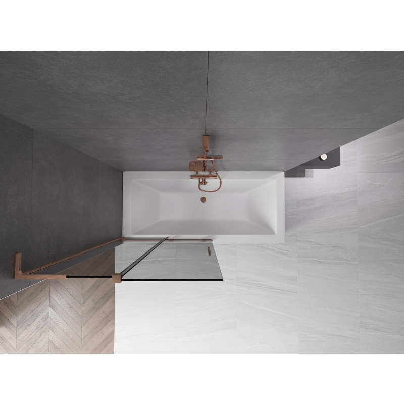 Mexen Velar L klizni paravan za kadu s 2 krila, klizni, 100 x 150 cm, grafitni, brušeni bakar - 896-100-003-41-65