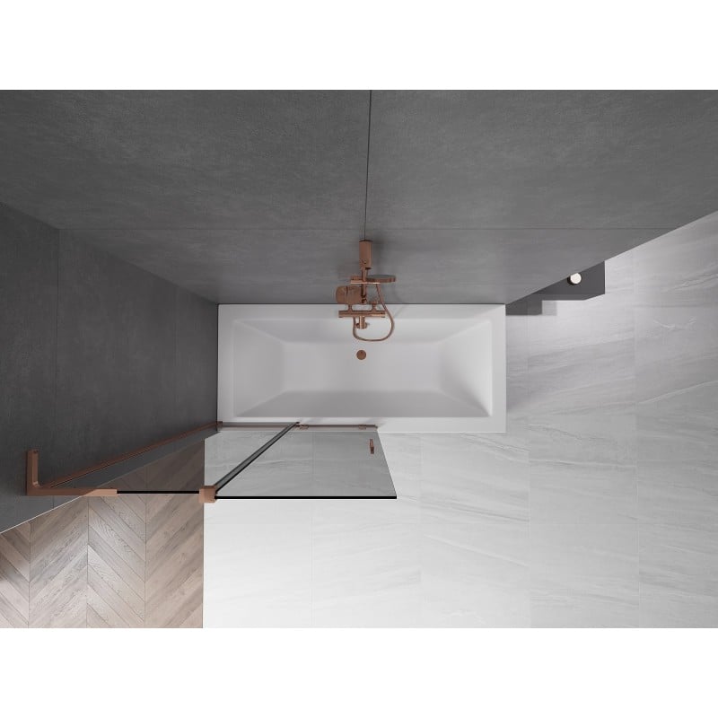Mexen Velar L parawan nawannowy 2-skrzydłowy rozsuwany 100 x 150 cm, grafit, różowe złoto - 896-100-003-41-60