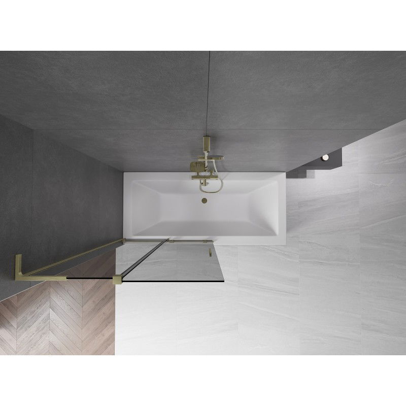 Mexen Velar L badwand 2-delige schuifbare 100 x 150 cm, grafiet, goud geborsteld - 896-100-003-41-55